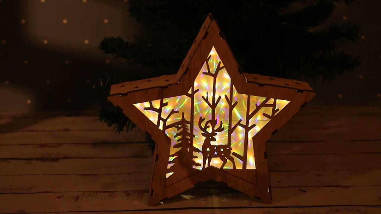 Ночник в форме звезды деревянный 23см - видео
