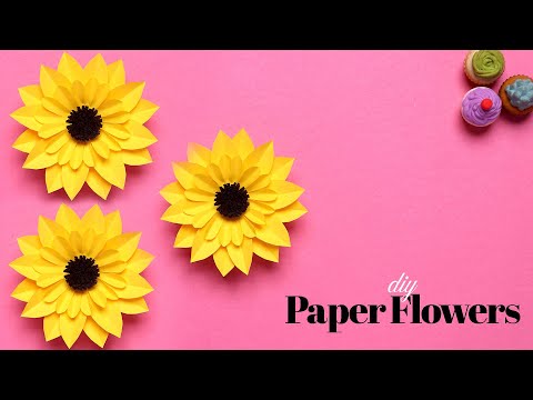 DIY Decorative Paper Flowers | Paper Sunflower 🌻 | Paper Craft #paperflowers #papercraft #diy
