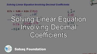 Solving Linear Equation Involving Decimal Coefficients