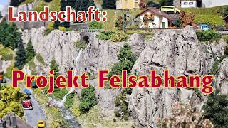 Baufortschritt: Felsabhang, schnell und einfach gestaltet, Modelleisenbahn, Spur N, Landschaftsbau