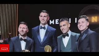 LAUTARO, JULIAN Y EL DIBU JUNTO  A MESSI EN SU 8o BALÓN DE ORO