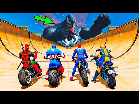 HOMEM ARANHA e AMIGOS SALTO COM MOTOS! VENOM TITAN vs SPIDERMAN - IR GAMES