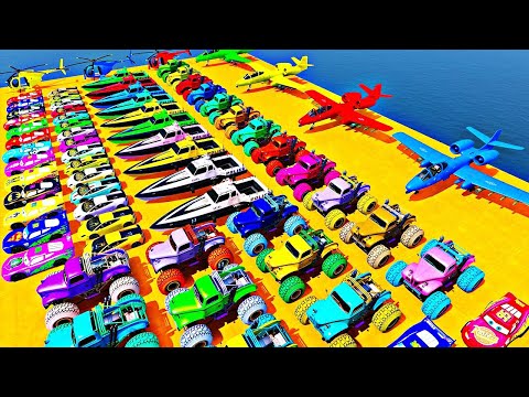 GTA V SPIDER-MAN 2🏎️, Crazy Car Racing Challenge  Friends With Mercedes-Benz Car, Planes and Boats