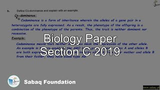 Biology  Paper Section C 2019