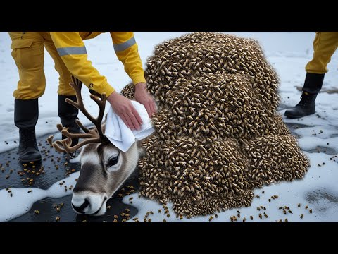 Reindeer Trapped in a Hive of Bees - Rescuers Save the Day!