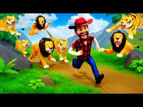 Lion King vs Tiger: Epic Wild Animal Kingdom Battle & Hunter’s Daring Escape Adventure!