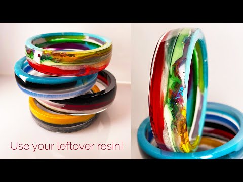 Resin Color Band Bangles with leftovers!   #resin #resinart #resinjewelry #jewelrymaking #bangles