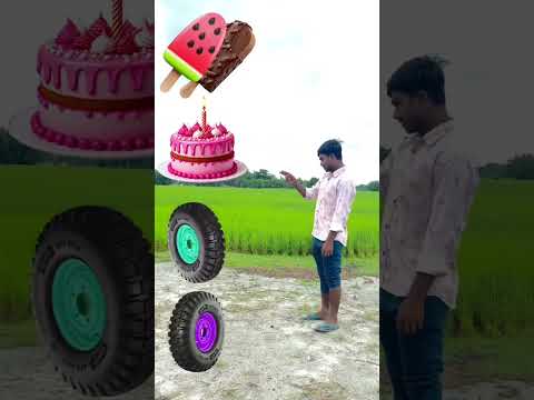 Tractor spining wheel to Icecream, birthday cake, cadbury & popcorn - Vfx magic live video YouTube