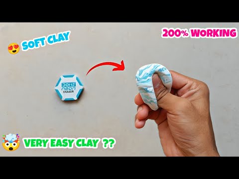 ⚠️HOMEMADE DOMS ERASER CLAY🤯 DIY SOFT CLAY AT HOME in 2 min🔥*NEW TRICK*😱 #clay kaise banaye #slime