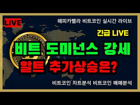 [실시간 라이브], 비트 <strong>도미넌스</strong> 강세, 알트코인 추가상승은? 10/19 점심
