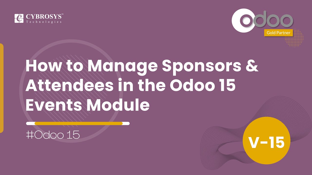 How to Manage Sponsors & Attendees in the Odoo 15 Events Module | Odoo 15 Enterprise Edition | 5/5/2022

In the Odoo 15 Events module, users can develop the new event, manage attendees, tickets, and sponsors, and track the data.