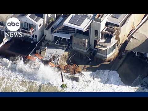 太平洋の嵐、南カリフォルニア沿岸の住宅を破壊