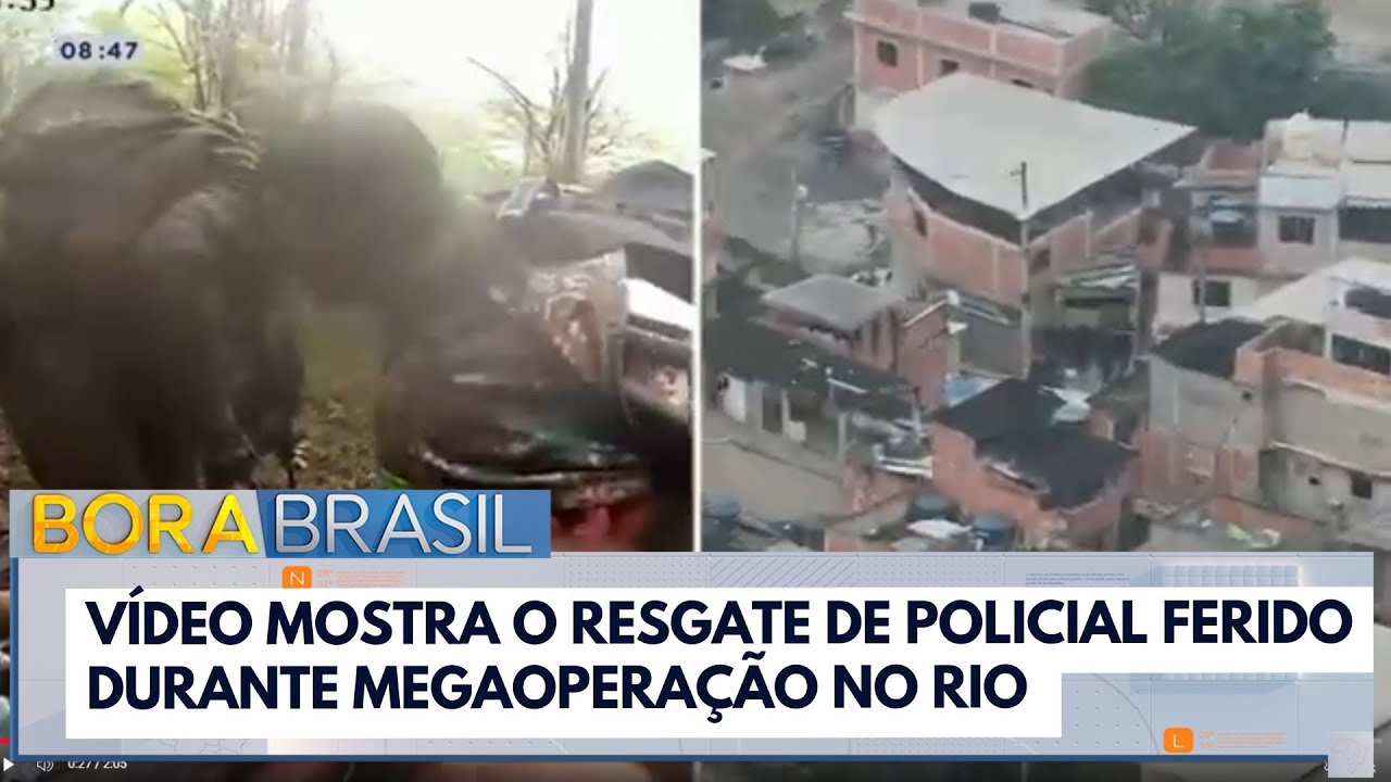 Vídeo mostra o resgate de policial ferido durante megaoperação no Rio