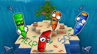 Rainbow Crayons SURVIVAL ISLAND in Minecraft!