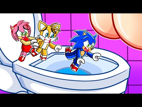 ¡SONIC, TAILS Y AMY CAEN EN UN INODORO GIGANTE en ROBLOX!