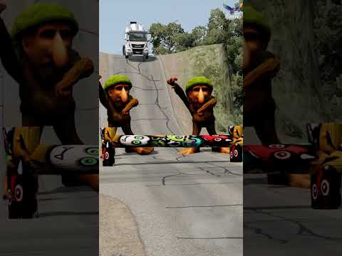 💥Camión Hormigonera vs Tronco ¡Impacto Increíble! #shorts #beamng #física