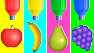 Color Fruits With Tubes 🍎 Learn Colors 🌈 Educational Videos For Kids