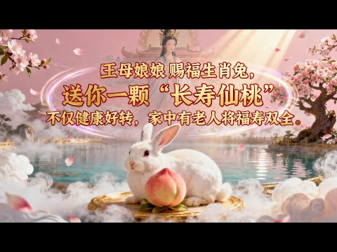 王母娘娘賜福生肖兔，送你一顆“長壽仙桃”。不僅健康好轉，家中有老人將福壽雙全。