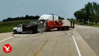 YouTube video thumbnail: Semi Truck Collides With Tractor Trailer in Spectacular Crash at Iowa Intersection