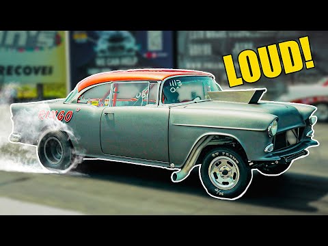 Insanely Loud 1955 Chevy Gasser - Drag Strip Madness! | Antique Nationals