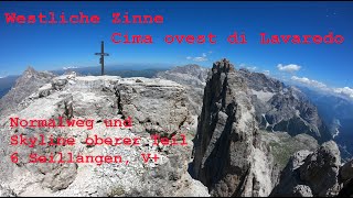 Westliche Zinne Normalweg und Skyline oberer Teil, Cima ovest, via normale e Skyline parte superiore