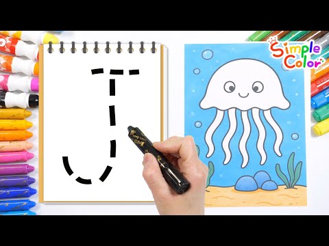 Learn letters by coloring jellyfish and jets starting with J | Puzzles, coloring, guessing for kids