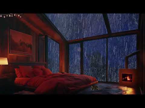 Relaxing Rain For Deep Sleep In 5 Minute - Heavy Rain & Strong Thunder On The Glass Roof