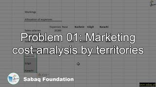 Problem 01: Marketing cost analysis by territories