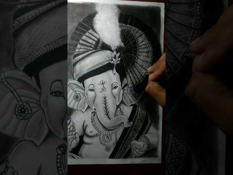 Ganpati bappa morya 🙏🏻 | wait for divine vibes 🥰| Bhakti + Art #art #drawing #sketch #shorts