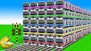 【踏切アニメ】あぶない電車 6 TRAIN Climbing Pynamid 🚦 Fumikiri 3D Railroad Crossing Animation #1million