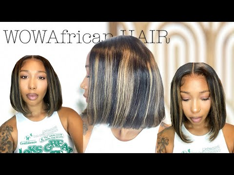 This Bob Is Full 😍 Beginner Friendly Glueless Highlight Wig| Ft. WowAfrican Hair