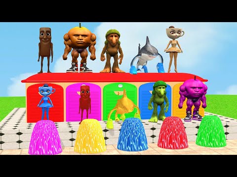 Long Slide Game with Cow Elephant Gorilla Hippopotamus Tiger 3d Animal Game Funny 3d Animals