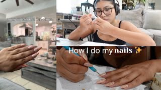 How I do my nails at home *beginner* prep, Gel-X nail design & more!