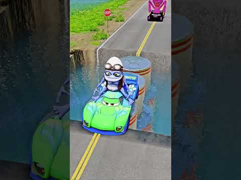 Crazy Cars Driving on 3 Bollard Bridge over Pool Crash in BeamNG.Drive