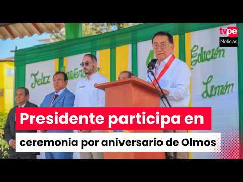 Presidente Balcázar participa en ceremonia central por aniversario del distrito de Olmos