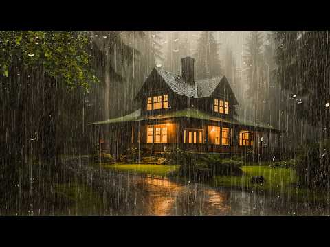 RAIN and THUNDER Sounds to Sleep Fast | Rain on The Roof in the Foggy Forest - End Insomnia, Relax