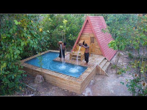 Build The Creative Complete Bamboo Craft Villa   Swimming Pool [Full Video]
