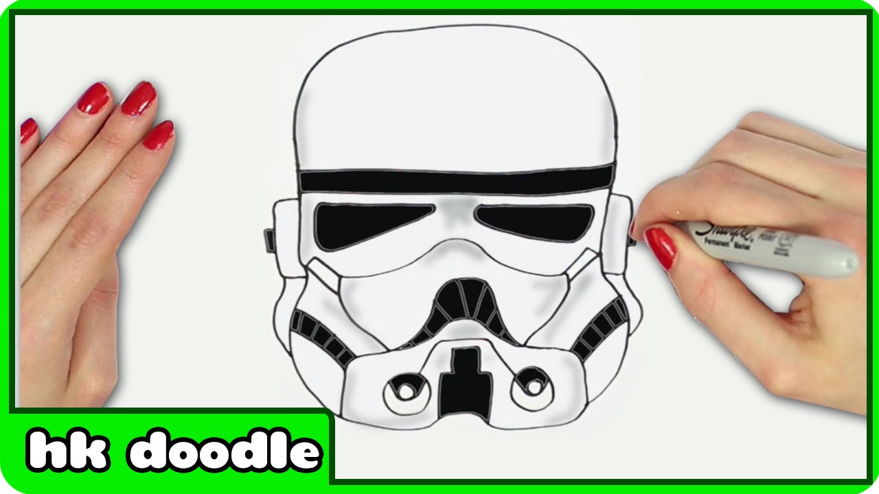 How To Draw Star Wars Stormtrooper Helmet Step by Step Easy Drawing Tutorial by HooplaKidzDoodle