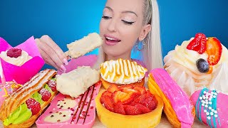 ASMR EATING CHOCOLATE, ICE CREAM, FRUIT CAKES, MERINGUE, DESSERT, MUKBANG, 케이크, 디저트 먹방