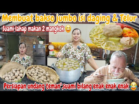 MEMBUAT PENTOL JUMBO ISI DAGING PEDAS & TELOR‼️RESEP KUAH BAKSO MALANG,SUAMI BULE MAKAN 2 MANGKOK😆