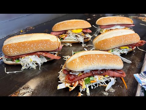 30년 내공! 미친 가성비 2000원 햄버거와 괴물 사이즈의 미사일 햄버거 Missile Hamburger with Crazy Toppings - Korean street food