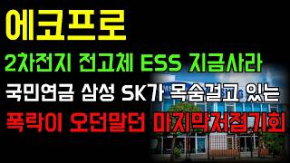 [주식] 에코프로 2차전지 전고체 ESS 지금사 국민연금 삼성 SK가 목숨걸고 있는 폭락이 오던말던 마지막저점기회