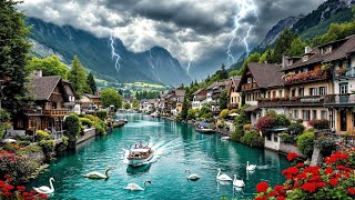 SWITZERLAND 🌧️ RELAXING SUMMER STORM IN THE MOST BEAUTIFUL SWISS CITY