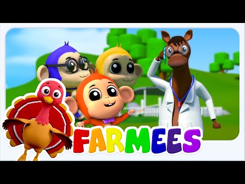 Cinque Piccole Scimmie | Più Divertimento Scuola Materna Rime Per Bambini - Farmees