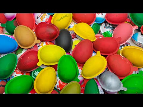 NEW! Colored Glitter Kinder Joy opening ASMR - A lot of Kinder Surprise egg toys Part-123