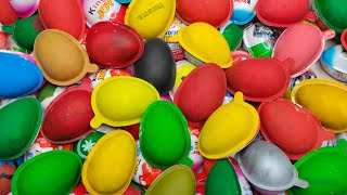 NEW! Colored Glitter Kinder Joy opening ASMR - A lot of Kinder Surprise egg toys Part-123