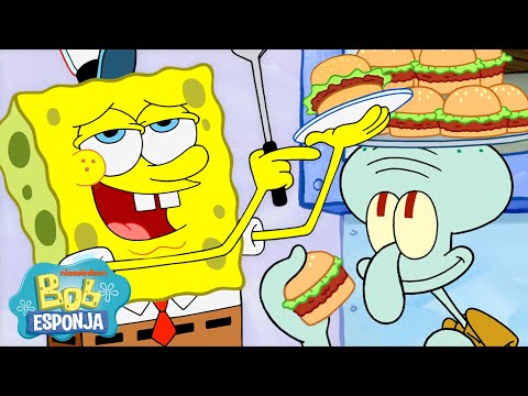 Bob Esponja | ¡60 MINUTOS de SpongeBob en el Crustáceo Cascarudo! 🍔 | Bob Esponja en Español