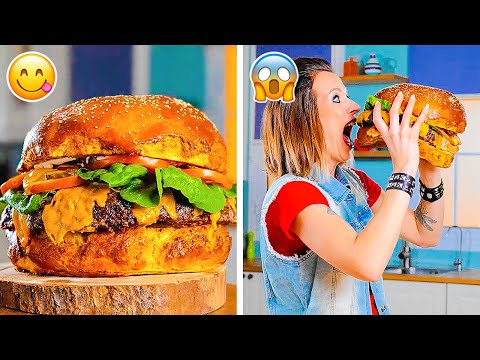 MINI VS MAXI || Giant Burger, Giant French Fries, Chips, Cookies and other Mouth-Watering Recipes