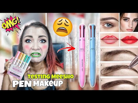 Trying Cheapest PEN MAKEUP from Meesho - Rs 50/- টাকা থেকে শুরু  BEAUTY PRODUCT Testing Gone WRONG