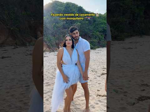 Fazendo vestido de casamento 👰🏻‍♀️ com mosquiteiro 🦟✂️ #Tutorial #customizacao #dicas #casamento